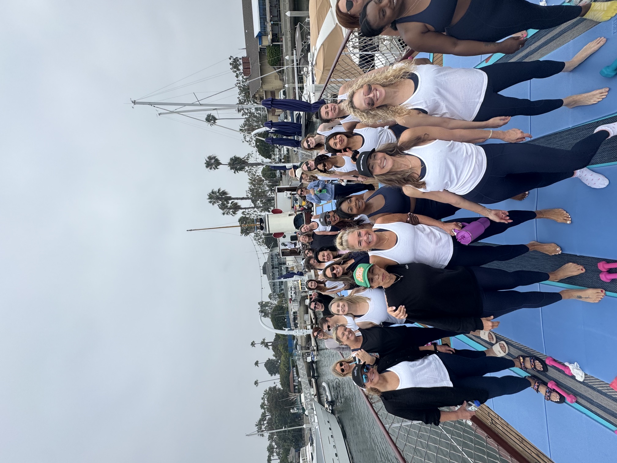 Yacht Pilates guests gathered on deck
